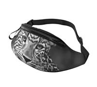Marsupio blu con megattera per donne e uomini, alla moda, regolabile, per allenamento, corsa, viaggi, stile casual, Animale leopardo bianco nero, Taglia unica