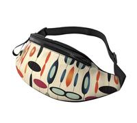 Marsupio blu con note musicali, unisex, alla moda, regolabile, per viaggi, sport, passeggiate, Metà secolo moderno con forme a goccia, Taglia unica