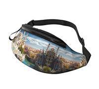 Marsupio blu con note musicali, unisex, alla moda, regolabile, per viaggi, sport, passeggiate, Spagna Acqua Città, Taglia unica