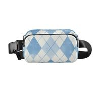 Marsupio blu e bianco Dream Grid alla moda per uomini e donne grande capacità marsupio con cinghia regolabile per viaggi, corsa, escursionismo, Griglia da sogno blu e bianca, 1 size