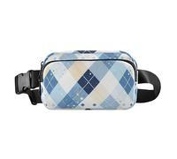 Marsupio blu e bianco Dream Grid elegante borsa a tracolla per uomo donna borsa multiuso da petto con cinghia regolabile per viaggi, corsa, escursionismo, Griglia da sogno blu e bianca, Taglia unica