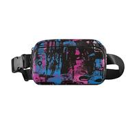 Marsupio blu e pesca astratto arte grottesca alla moda per uomo donna borsa a tracolla impermeabile per passaporto con tracolla regolabile per ciclismo, escursionismo, palestra, Arte grottesca