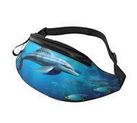 Marsupio blu oceano subacqueo per uomo e donna, con jack per cuffie e cintura regolabile, per ciclismo, corsa, jogging, viaggi, attività all'aperto, allenamento, ciclismo, fitness, escursionismo, Nero