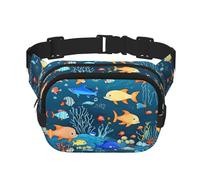 Marsupio blu subacqueo mondo di pesce modello alla moda alla moda, unisex borsa messenger sport di viaggio