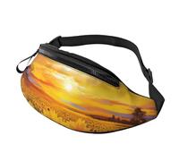 Marsupio blu Terra nello spazio per donne uomini moda marsupio regolabile per allenamento corsa viaggio marsupio casual, Bellissimo Sunflower Field Tramonto, Taglia unica
