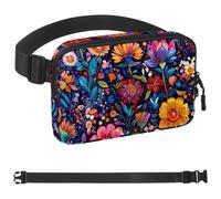 Marsupio bohémien floreale 89 per uomini e donne, marsupio con tracolla regolabile, alla moda, borsa a tracolla ovunque, per viaggi all'aperto, corsa, escursionismo, Multicolore 01, 1.5x9.0x5.9in