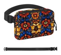 Marsupio bohémien floreale 89 per uomini e donne, marsupio con tracolla regolabile, alla moda, borsa a tracolla ovunque, per viaggi all'aperto, corsa, escursionismo, Multicolore 03, 1.5x9.0x5.9in