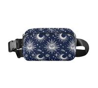 Marsupio Boho Moon blu scuro alla moda per uomo donna mini cintura toracica marsupio con cinghia regolabile per ciclismo, escursionismo, palestra