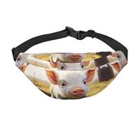 Marsupio carino con animali della fattoria, per uomo e donna, alla moda, borsa a tracolla, portafoglio, con cinghia regolabile, impermeabile, per viaggi, escursionismo, sport, nero, taglia unica, Nero