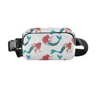 Marsupio carino con bella sirena dai capelli rossi, unisex, resistente all'acqua, borsa a tracolla con tracolla regolabile, per viaggi, shopping, corsa, Belle Sirene dai Capelli Rossi, 1 Size
