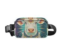 Marsupio carino con carta dei tarocchi al neon per donne, uomini, adolescenti, piccolo marsupio con cinghia regolabile per viaggi, vacanze, corsa, Carta dei tarocchi al neon della mucca, 1 size