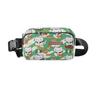 Marsupio carino con gatto e elementi italiani, per donne, uomini, adolescenti, resistente all'acqua, da viaggio, con cinghia regolabile