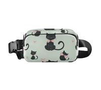 Marsupio carino con gatto nero carino, per donne e uomini, piccolo marsupio da corsa con cinghia regolabile per lo shopping, lo sport, il lavoro, Cartone animato carino gatto nero, 1 size