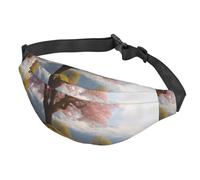 Marsupio carino con pavone per donne e uomini, impermeabile, con cintura regolabile, borsa a tracolla casual da viaggio, per sport, corsa, ciclismo, Albero Fiori Natura Paesaggio, One Size