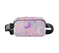 Marsupio carino con pianeta stellare color pesca e viola, per donne e uomini, mini marsupio con cinghia regolabile, per viaggi, shopping, corsa, Pianeta Stella Pesca e Viola, Taglia unica