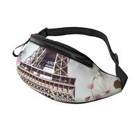 Marsupio carino con pipistrello, unisex, alla moda, per festival, viaggi, sport, passeggiate, Parigi Torre Eiffel Fiore, Taglia unica