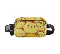 Marsupio carino con pollo in stile cartone animato, per donne, uomini, adolescenti, multiuso, da viaggio, con cinghia regolabile, per viaggi, corsa, escursionismo, Carino cartone animato pollo, 1 size
