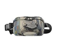 Marsupio carino con procione grigio in stile cartone animato che legge giornale carino marsupio per donne uomini multiuso Croose Body Purse con tracolla regolabile per lo shopping sport lavoro