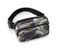 Marsupio carino divertente con gatti grigi con cinturino regolabile Marsupio alla moda per sport all'aria aperta escursionismo, bianco, 20 x 13 cm, marsupio stampato completo