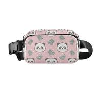 Marsupio carino per donne, uomini, adolescenti, borsa a tracolla multiuso con tracolla regolabile per shopping, sport, lavoro, panda orso faccia verde tropicale, Panda Bear Face Verde Tropicale,