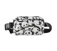 Marsupio carino per donne, uomini, adolescenti, piccola borsa sportiva a tracolla con tracolla regolabile per viaggi, palestra, lavoro, motivo panda e orso, illustrazione, Panda Bear Pattern