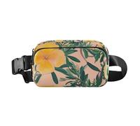 Marsupio chic con fiori gialli pesca carino per donne uomini mini marsupio con cinghia regolabile per viaggi vacanze corsa, Fiori Gialli Chic Pesca, 1 size
