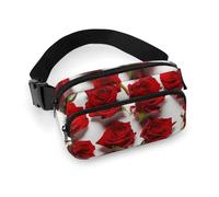 Marsupio circondato da rose marsupio per donne uomini marsupio impermeabile con cintura regolabile Borsa a tracolla casual da viaggio Marsupio da viaggio per sport corsa ciclismo, bianco, 20 x 13 cm,