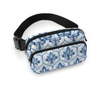 Marsupio classico blu con stampa a tracolla, da donna, alla moda