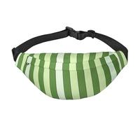 Marsupio classico con stampa a righe verdi, da donna, da uomo, impermeabile, con tasche a 3 cerniere, marsupio per corsa e viaggi, nero, taglia unica, alla moda, Nero , Taglia unica, alla moda