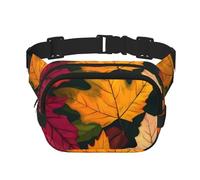 Marsupio colorato a doppio strato autunnale con foglie larghe per uomo e donna, borsa regolabile per viaggi, escursionismo, corsa, ciclismo, festival