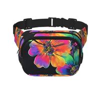 Marsupio colorato a doppio strato con fiori tie dye, per uomini e donne, marsupio regolabile per viaggi, escursionismo, corsa, ciclismo, festival