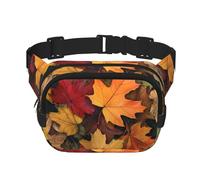 Marsupio colorato a doppio strato con foglia d'acero, marsupio autunnale per uomo e donna, marsupio regolabile per viaggi, escursionismo, corsa, ciclismo, festival