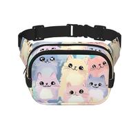 Marsupio colorato a doppio strato con gattino, marsupio per uomo e donna, regolabile, per viaggi, escursionismo, corsa, ciclismo, festival