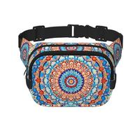 Marsupio colorato a doppio strato con motivo mandala etnico e fiore, per uomo e donna, regolabile, per viaggi, escursionismo, corsa, ciclismo, festival