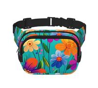 Marsupio colorato a doppio strato floreale con margherite, marsupio per uomo e donna, marsupio regolabile per viaggi, escursionismo, corsa, ciclismo, festival