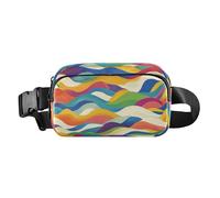 Marsupio colorato alla moda a forma di onda, borsa a tracolla multiuso per uomo e donna, borsa a tracolla essenziale da viaggio con cinghia regolabile per ciclismo, escursionismo, palestra