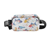 Marsupio colorato alla moda con pesci rossi, unisex, multiuso, a tracolla, con cinghia regolabile, per viaggi, palestra, lavoro, pesciolini rossi, taglia unica, Pesce rosso di bellezza colorato,