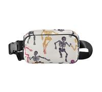 Marsupio colorato alla moda con teschi che ballano, per donne, uomini, adolescenti, cintura toracica multiuso, con cinghia regolabile, per viaggi, vacanze, corsa, teschi danza colorato, 1 size
