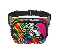 Marsupio colorato arcobaleno zebrato quadrato doppio strato funzionalità unisex crossbody pack viaggio allenamento, nero, taglia unica, Nero, One Size