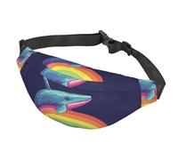 Marsupio colorato balena su arcobaleno marsupio per donne uomini impermeabile cintura con cintura regolabile borsa a tracolla casual borsa da viaggio per sport corsa ciclismo, Balena colorata su