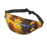 Marsupio colorato balena su arcobaleno marsupio per donne uomini impermeabile cintura con cintura regolabile borsa a tracolla casual borsa da viaggio per sport corsa ciclismo, Fiore giallo sotto il