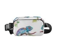 Marsupio colorato camaleonti alla moda per donne uomini adolescenti resistente all'acqua Croose Body borsa con tracolla regolabile per shopping sport lavoro, Camaleonti colorati, 1 size