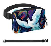 Marsupio colorato color acquerello bianco Dove-1784 da uomo e da donna, marsupio con tracolla regolabile, borsa a tracolla alla moda ovunque, per viaggi all'aperto, corsa, escursionismo, multicolore,