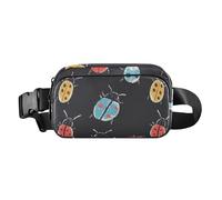 Marsupio colorato con coccinelle scure, alla moda, unisex, grande capacità, antifurto, con cinghia regolabile, per viaggi, shopping, corsa, coccinelle colorate scure, Coccinelle colorate scure carine,