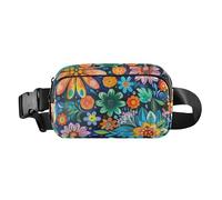 Marsupio colorato con fiori mandala, alla moda, per donne e uomini, piccola borsa a tracolla antifurto, con cinghia regolabile, per allenamento, corsa, escursionismo