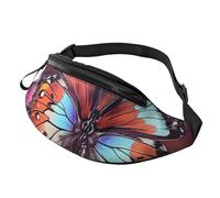Marsupio colorato con fiori per donne e uomini, alla moda, regolabile, per allenamento, corsa, viaggi, stile casual, Farfalle colorate sui fiori, Taglia unica