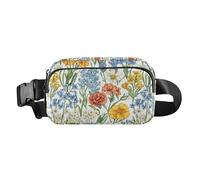 Marsupio colorato con fiori primaverili da donna, con cinghia regolabile, mini marsupio per allenamento e corsa, Fiori di primavera colorati_2, 8" x 5.3" x 2.3"/20 x 13 x 6cm