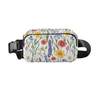 Marsupio colorato con fiori primaverili da donna, con tracolla regolabile, mini marsupio per allenamento e corsa, fiori primaverili colorati 20 x 13 x 6 cm, Fiori di primavera colorati_4, 8" x 5.3" x