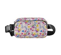 Marsupio colorato con fiori selvatici e farfalle, borsa a tracolla per donne e uomini, multiuso, con tracolla regolabile, per viaggi, corsa, escursionismo, Farfalla colorata con fiori selvatici