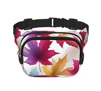 Marsupio colorato con foglie d'acero a doppio strato, per autunno e autunno, per uomo e donna, regolabile, per viaggi, escursionismo, corsa, ciclismo, festival